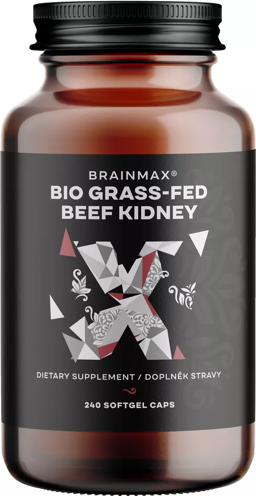 BrainMax Grass-Fed Beef kidney, hovězí ledviny, BIO, 240 kapslí